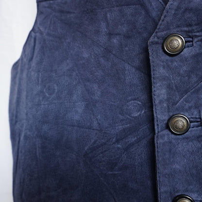Vintage 80s suede vest - men's XL blue