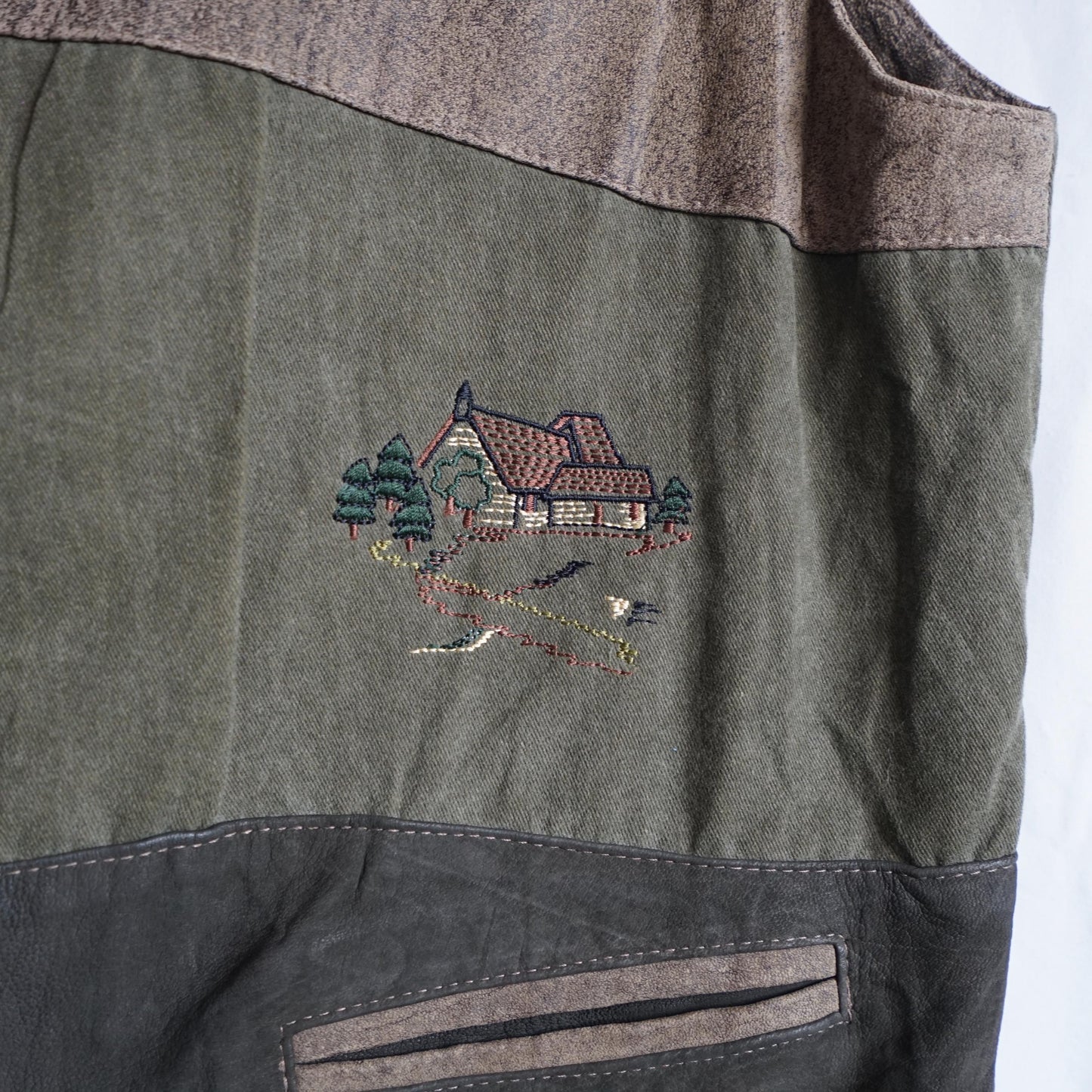 Vintage Leather Vest men Size M Austrian embroidery