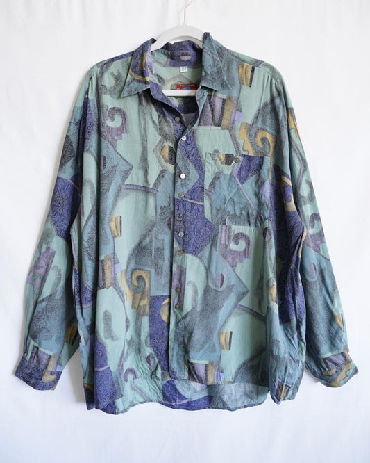 Vintage 80s shirt size XL abstract pattern