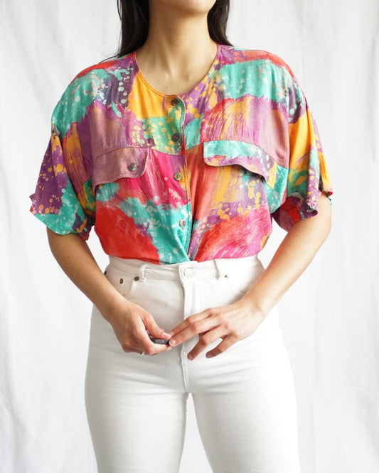 Vintage 90s Blouse size M colorful