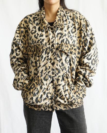 Vintage 90s silk jacket Size L animal print
