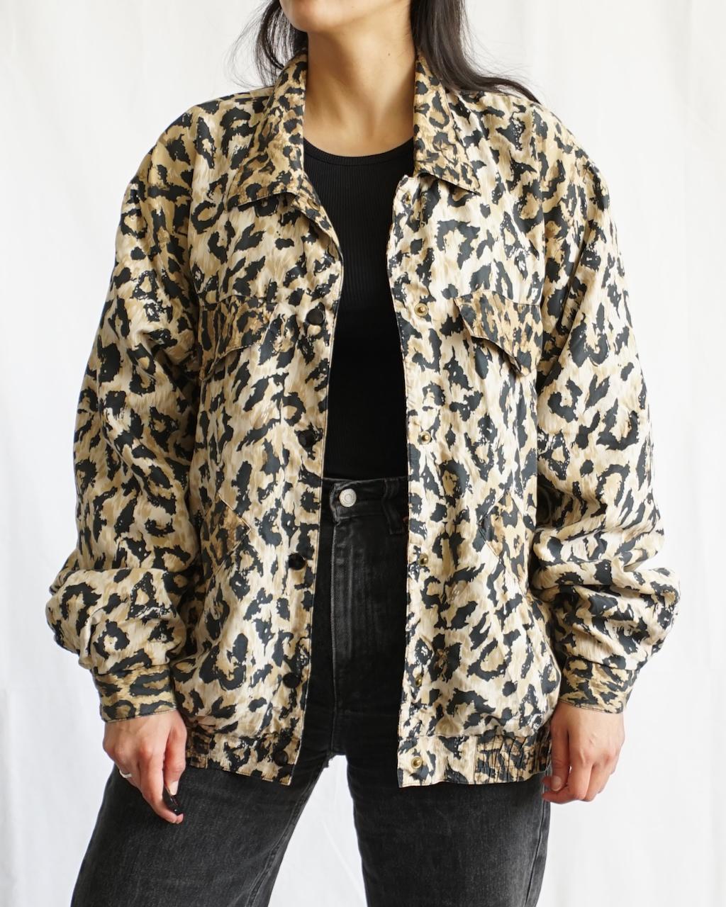 Vintage 90s silk jacket Size L animal print