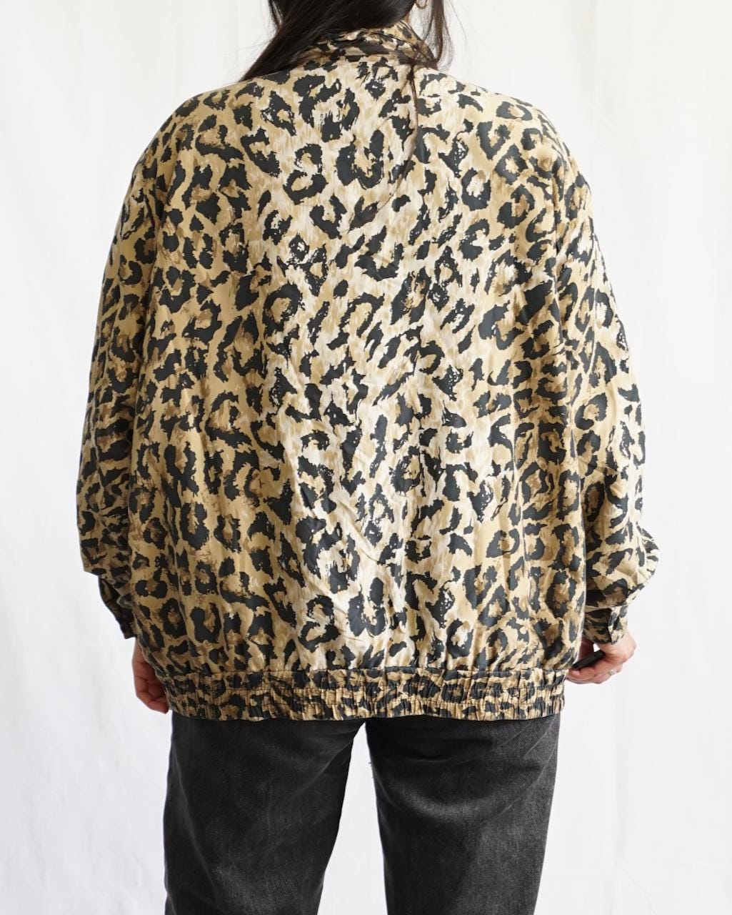 Vintage 90s silk jacket Size L animal print