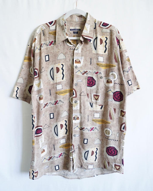 Vintage 80s shirt size L geometric pattern
