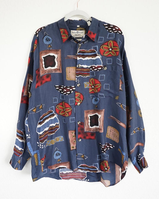 Vintage 80s shirt size L blue