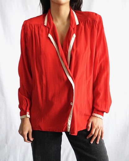 80s Les Copains Silk Blouse Size M Made in Italy