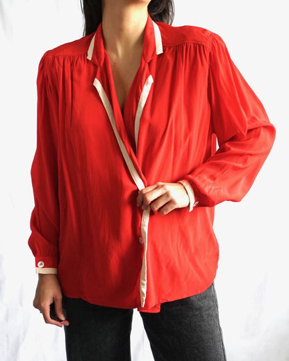 80s Les Copains Silk Blouse Size M Made in Italy