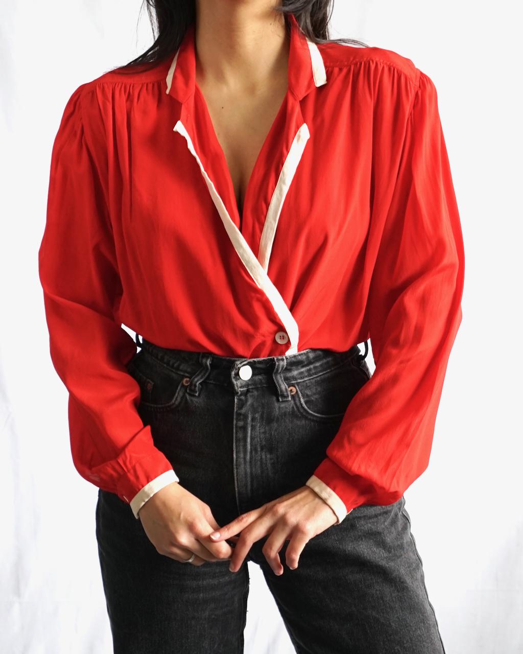 80s Les Copains Silk Blouse Size M Made in Italy