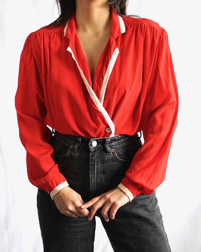 80s Les Copains Silk Blouse Size M Made in Italy