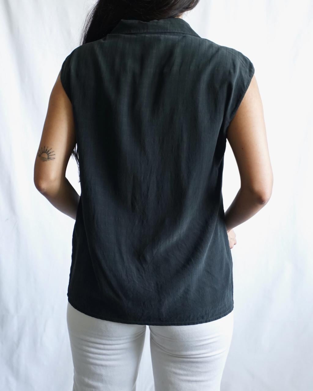 Vintage Silk Blouse Size M-L black