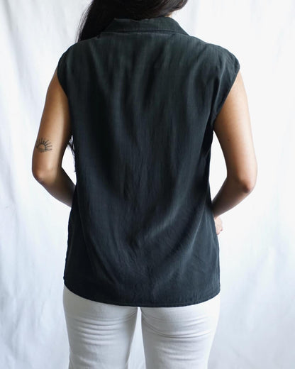 Vintage Silk Blouse Size M-L black