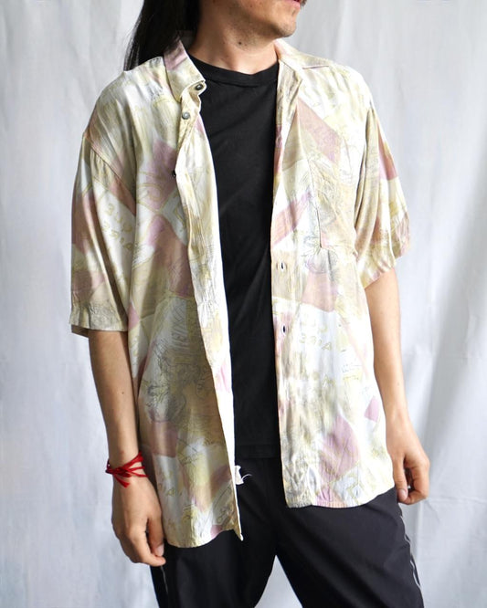 Vintage 80s shirt men size L pastel