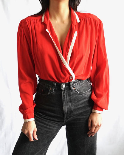 80s Les Copains Silk Blouse Size M Made in Italy