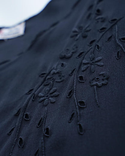 Vintage Silk Blouse Size L embroidered