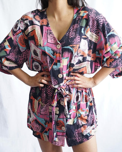 Vintage 80s Mini Shirt Dress Size L
