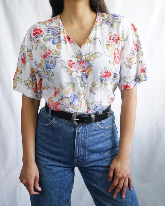Vintage 90s floral blouse size M-L