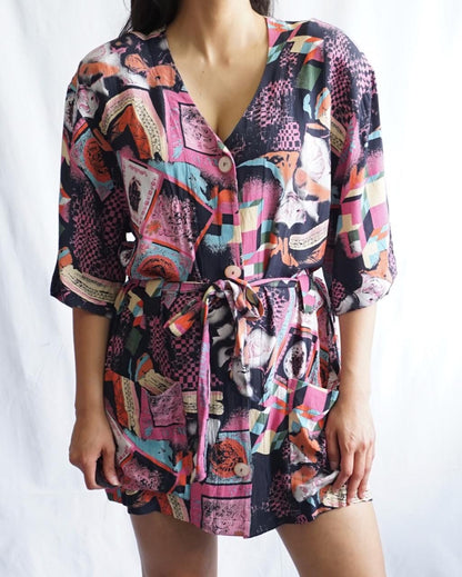 Vintage 80s Mini Shirt Dress Size L