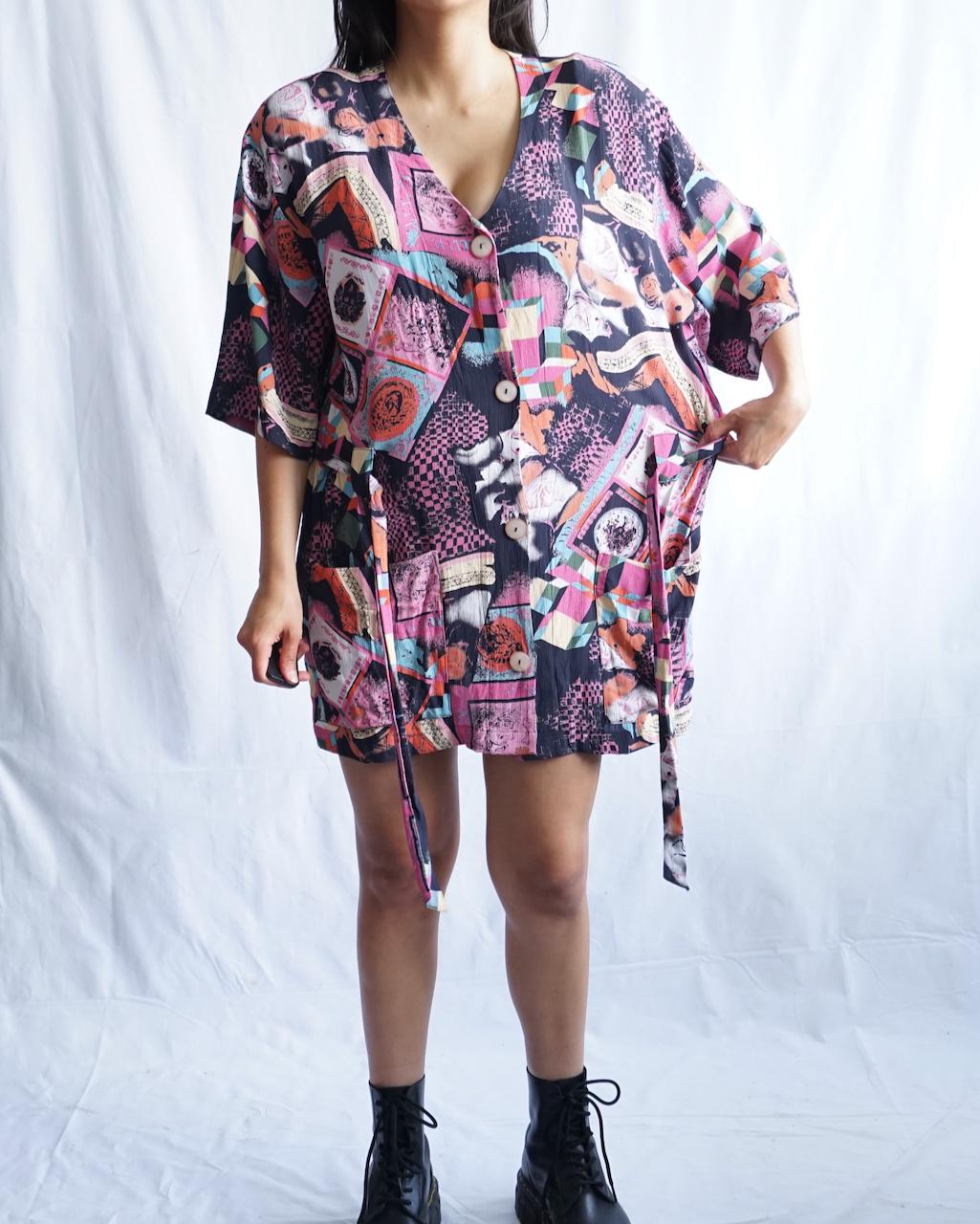 Vintage 80s Mini Shirt Dress Size L