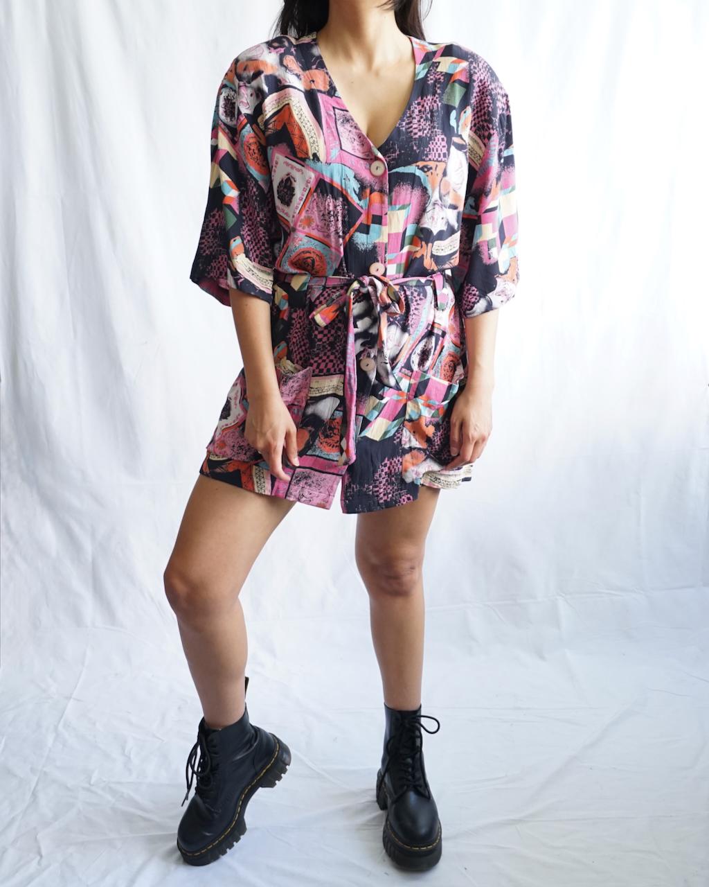 Vintage 80s Mini Shirt Dress Size L