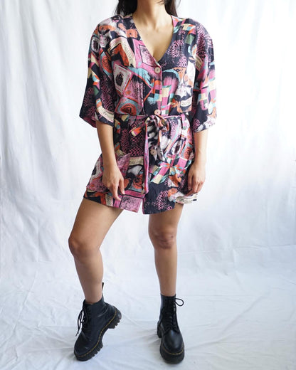 Vintage 80s Mini Shirt Dress Size L