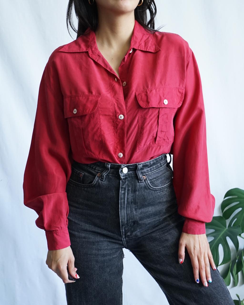 Vintage 90s Silk Blouse Size M-L