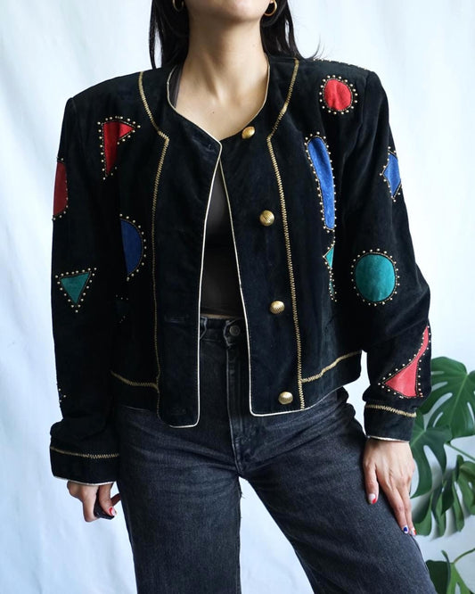 Vintage 80s leather jacket size L colorful