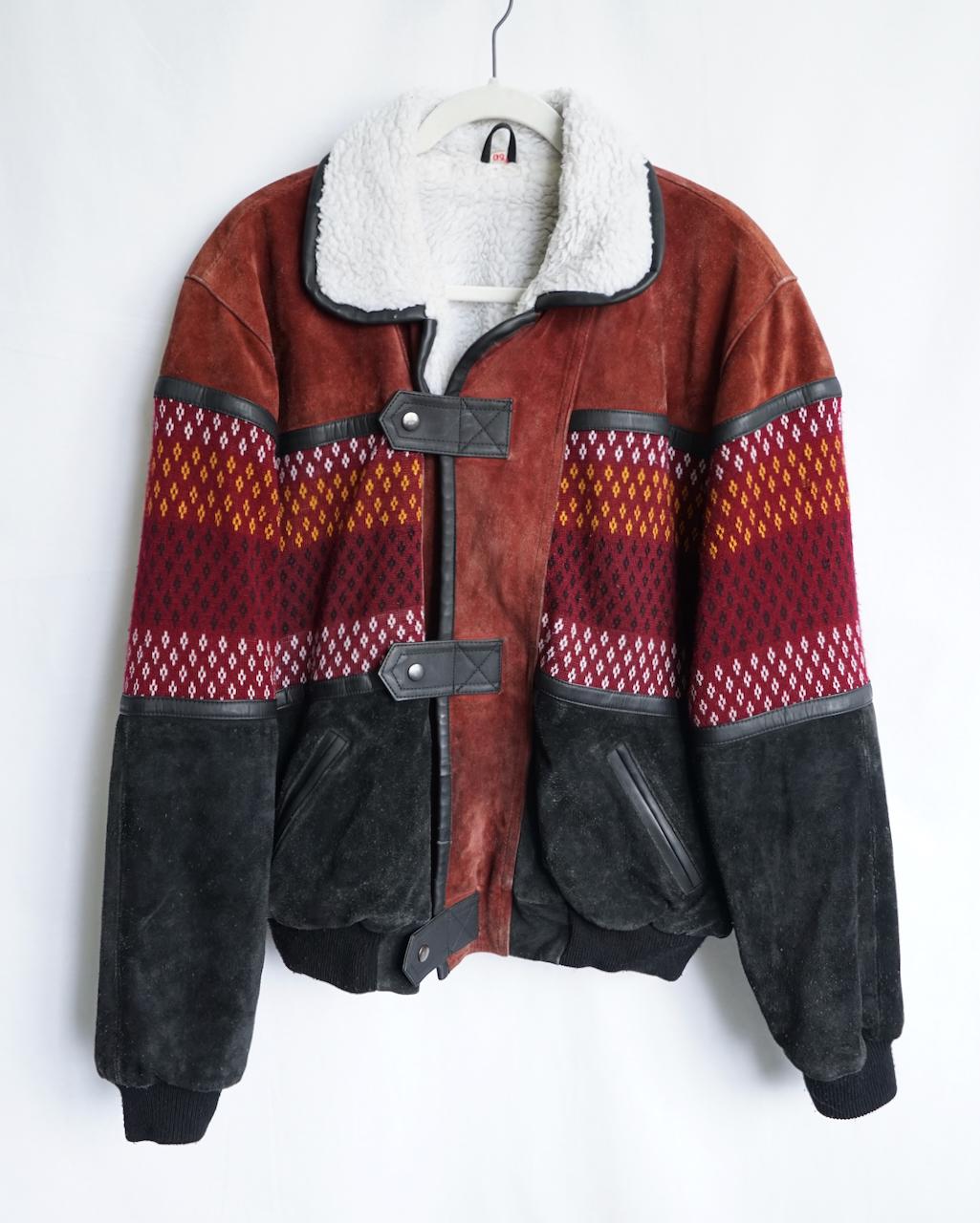 Vintage Leather Bomber Jacket Size M-L