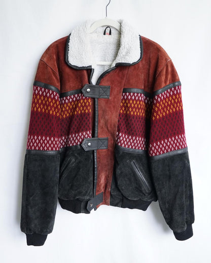 Vintage Leather Bomber Jacket Size M-L