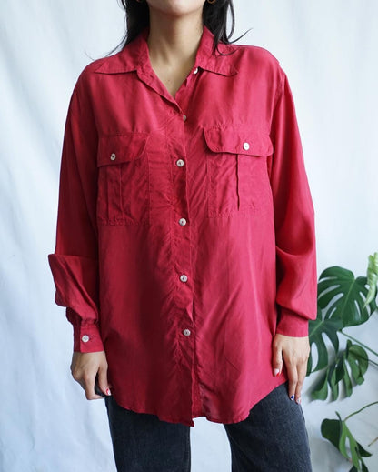 Vintage 90s Silk Blouse Size M-L