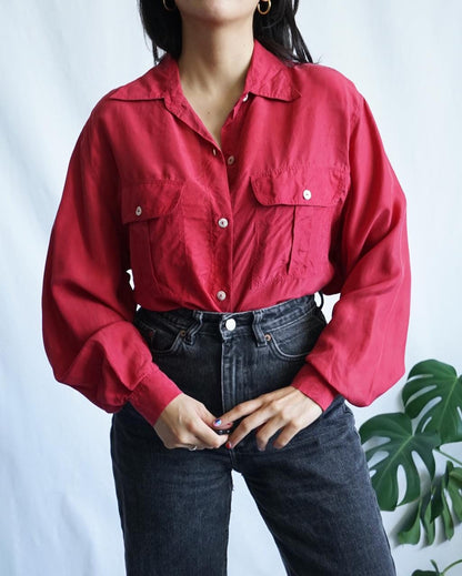 Vintage 90s Silk Blouse Size M-L