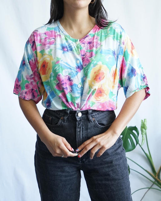 Vintage 90s floral Blouse size L