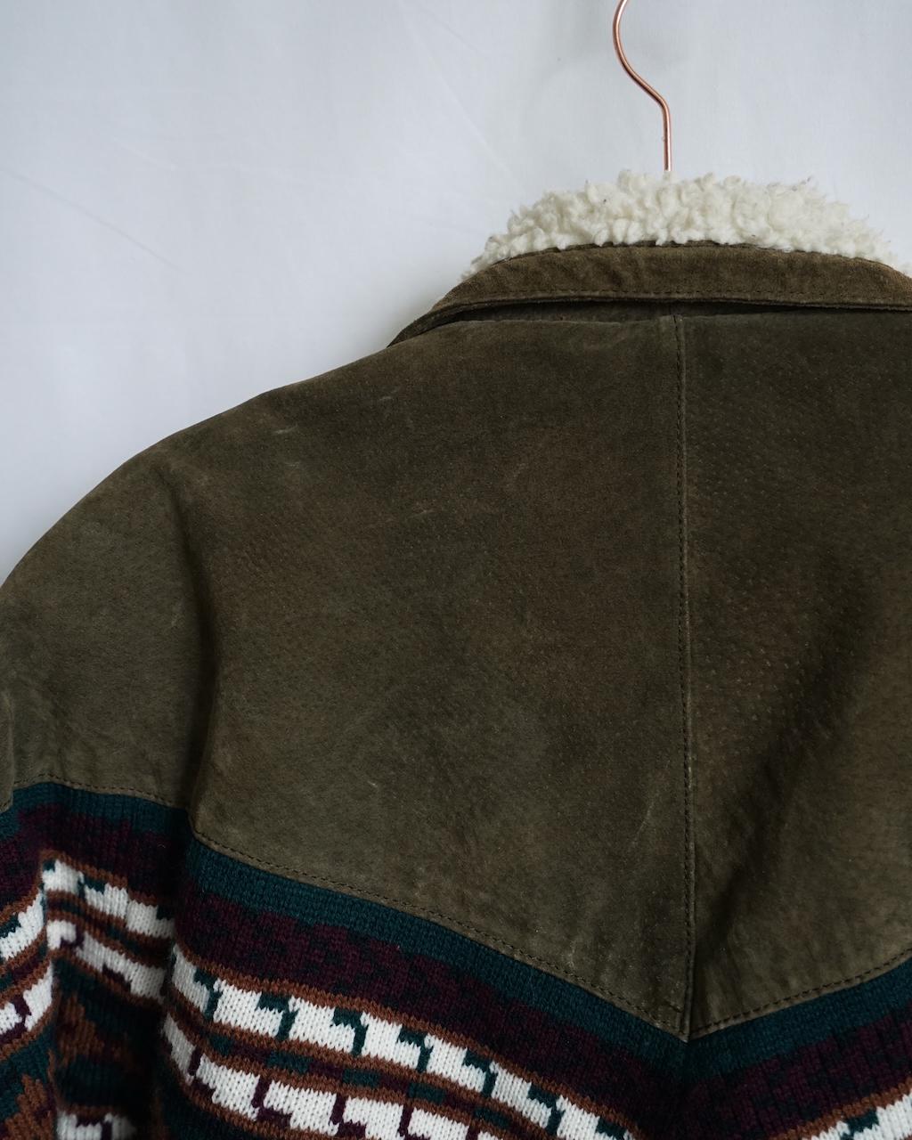 Vintage Leather Bomber Jacket Size M