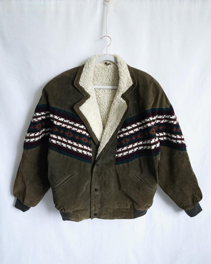 Vintage Leather Bomber Jacket Size M