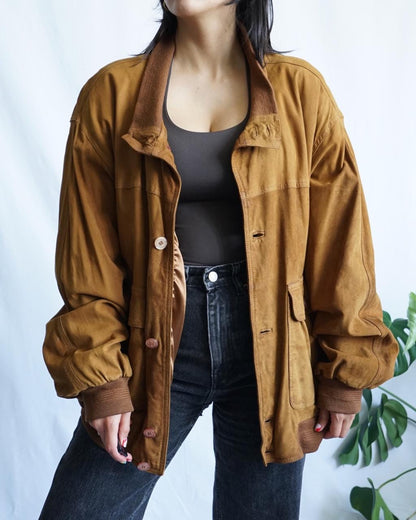 Vintage 70s suede jacket size XL brown