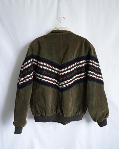 Vintage Leather Bomber Jacket Size M