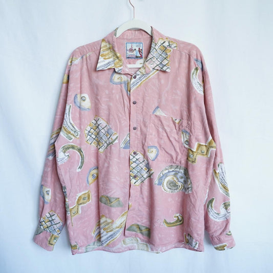 Vintage 80s shirt size L light pink