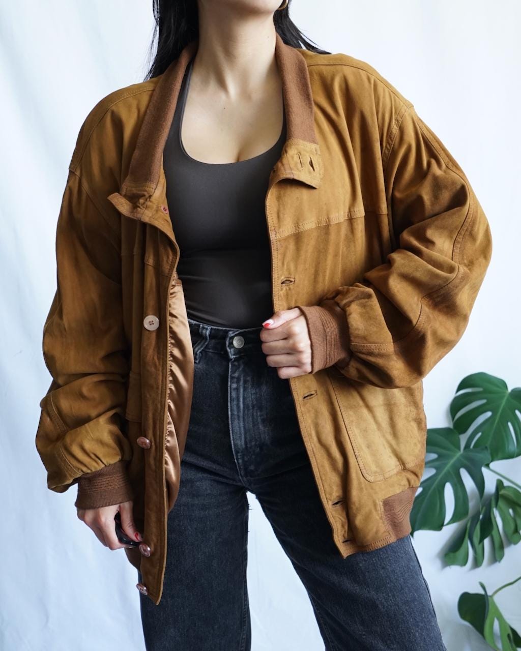 Vintage 70s suede jacket size XL brown