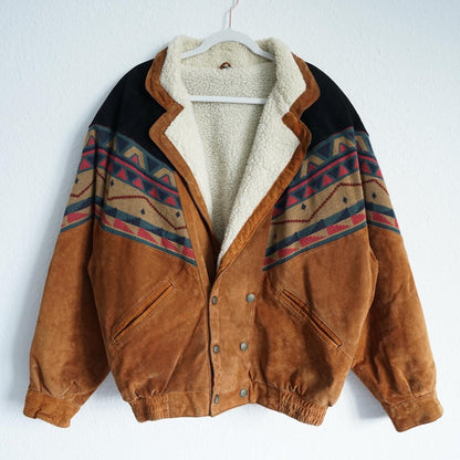 Vintage Leather Bomber Jacket Size L