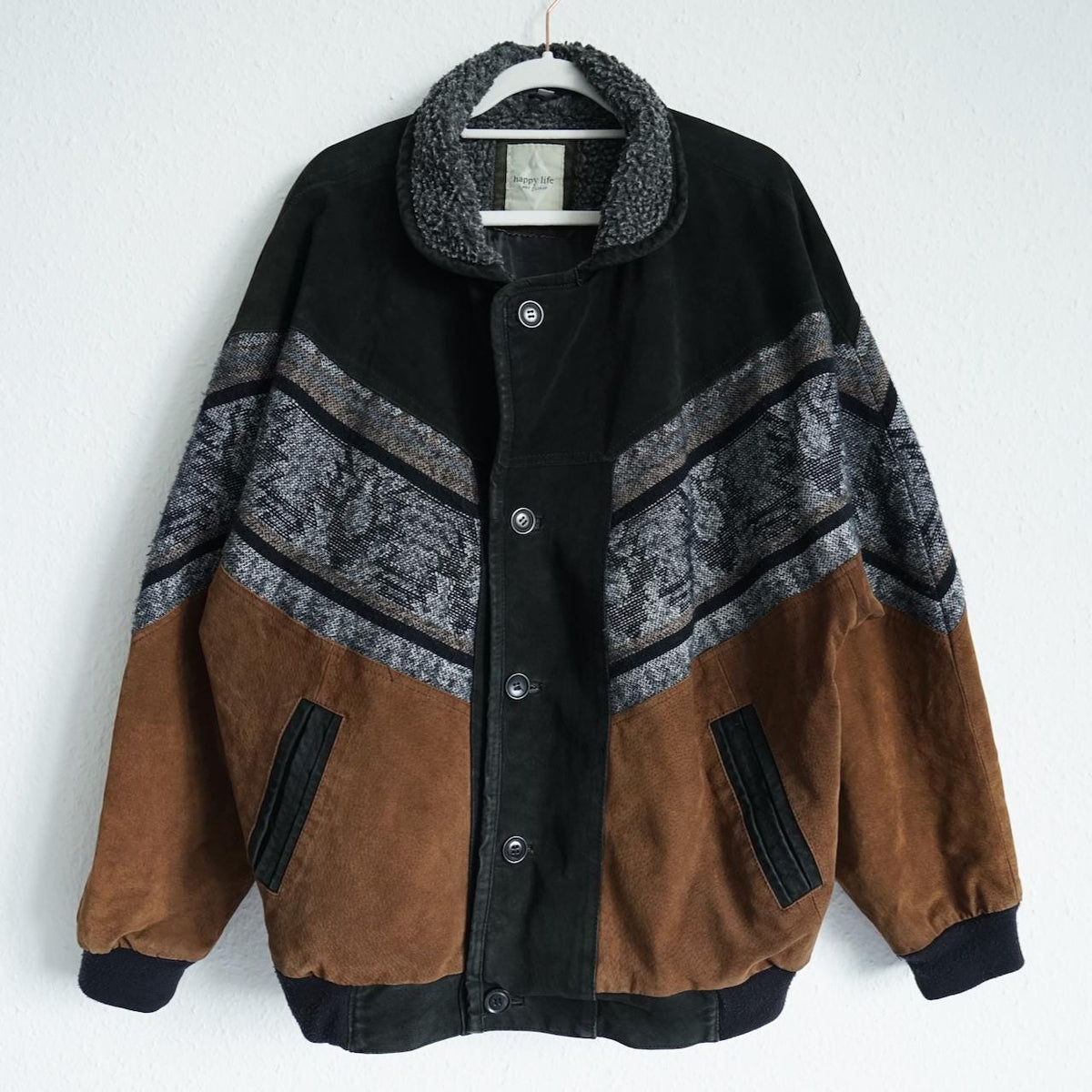 Vintage Leather Bomber Jacket Size XL