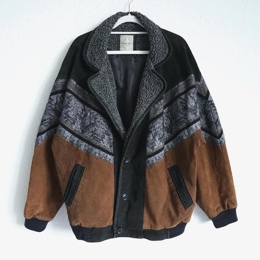 Vintage Leather Bomber Jacket Size XL