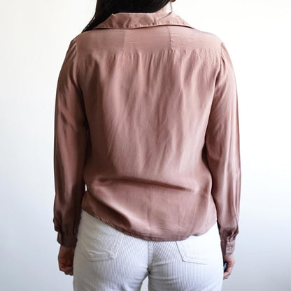 Vintage Silk Blouse Size XS light brown