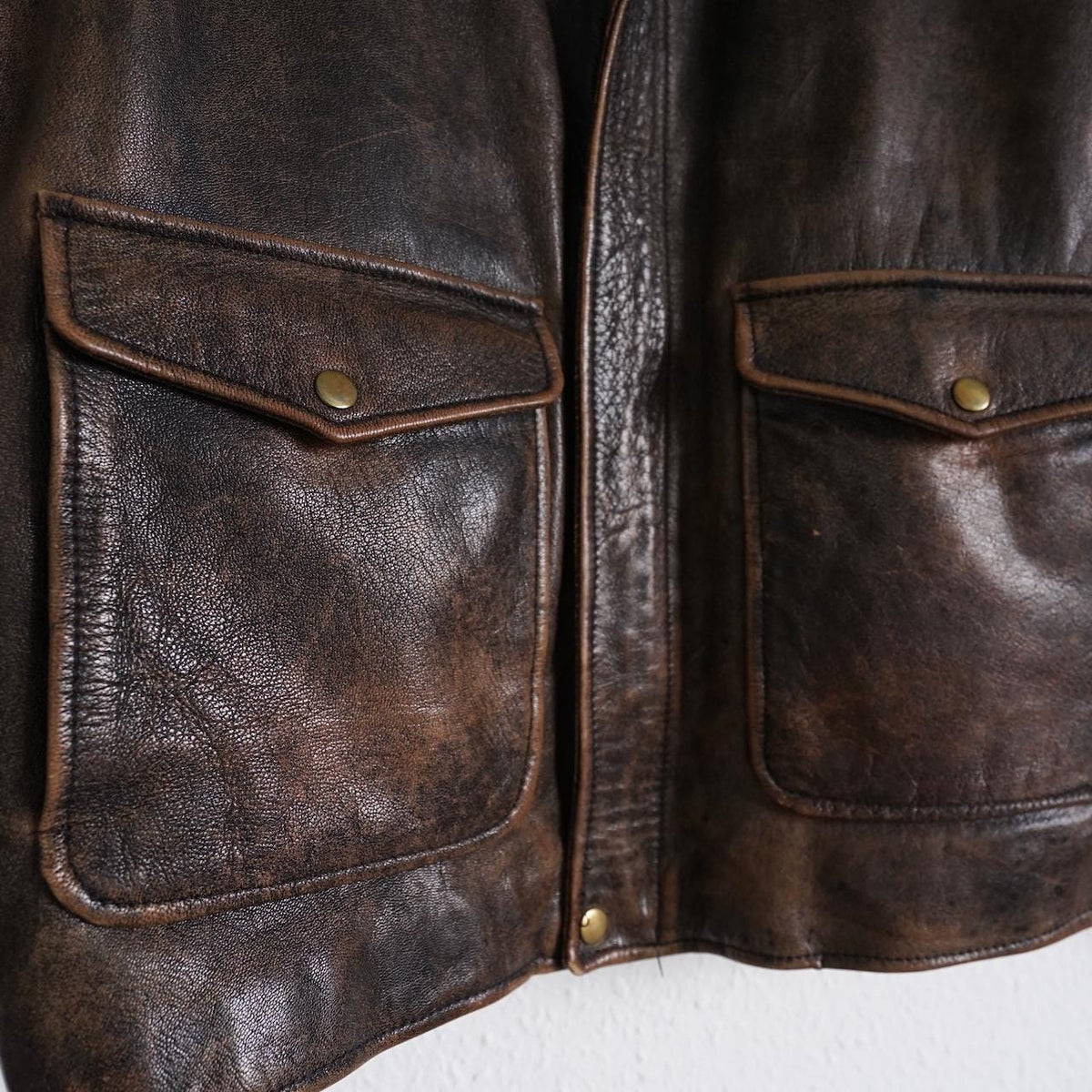 Vintage Leather Bomber Jacket Size XL-XXL