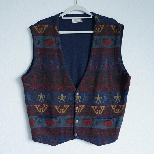 Vintage 80s Vest size L blue v neck