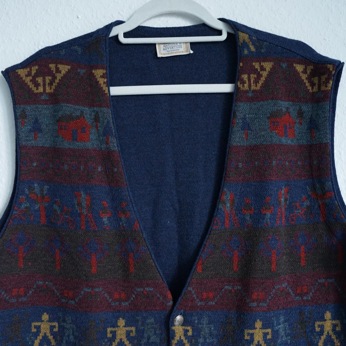 Vintage 80s Vest size L blue v neck