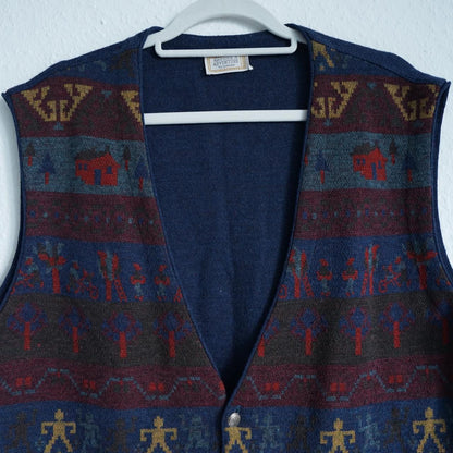 Vintage 80s Vest size L blue v neck