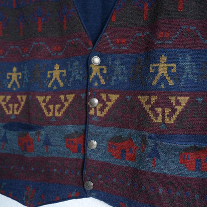 Vintage 80s Vest size L blue v neck