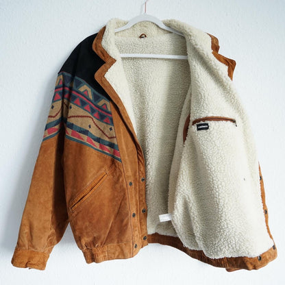 Vintage Leather Bomber Jacket Size L