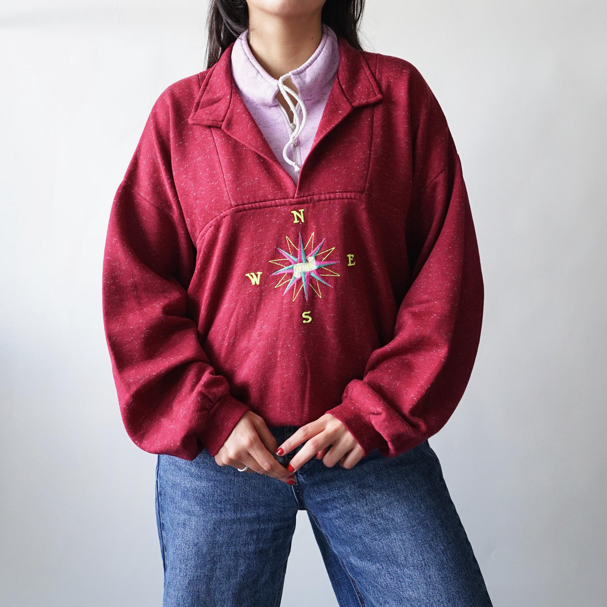 Vintage 90s Sweatshirt size L red cotton