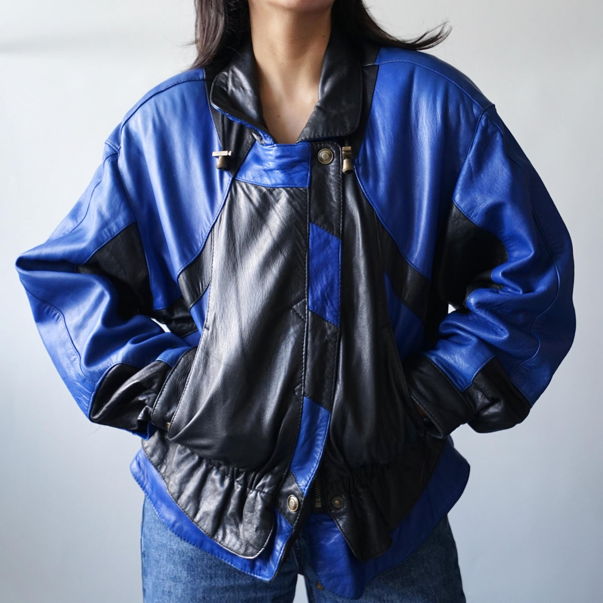 Vintage 80s leather jacket size M biker