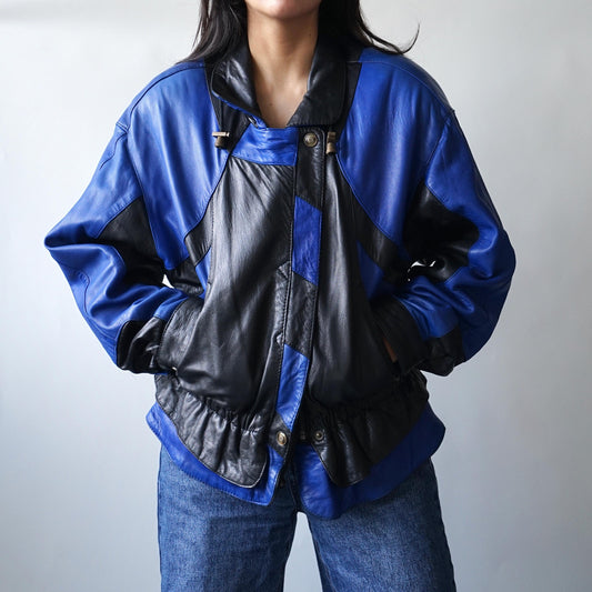 Vintage 80s leather jacket size M biker